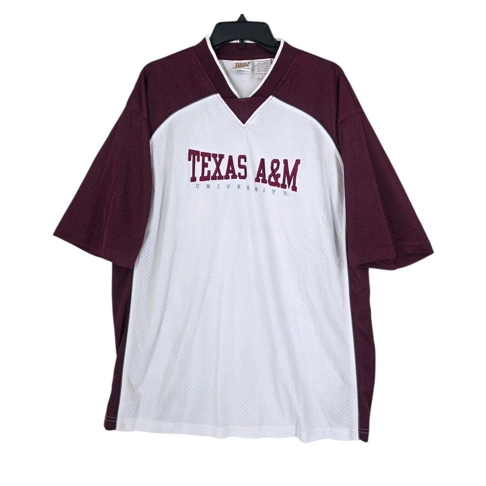 Red Oak Texas A&M University Mesh Jersey Mens XL Maroon White Lined Embroidered